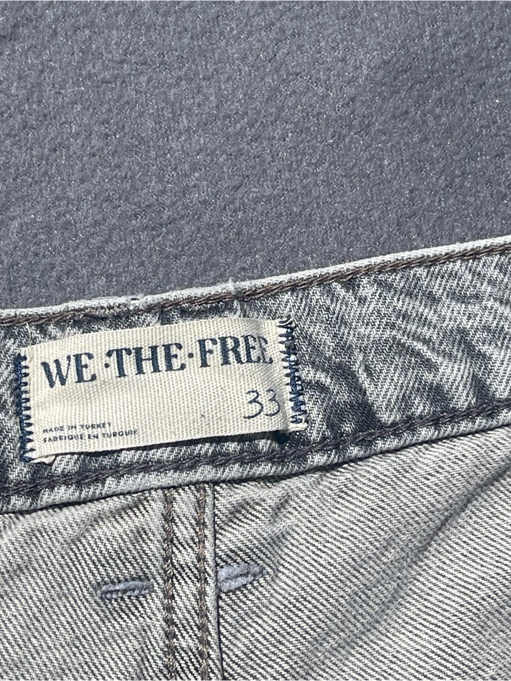 We The Free Good Luck mid rise barrel jeans womens 33 pre-owned condition gray - Picture 9 of 16